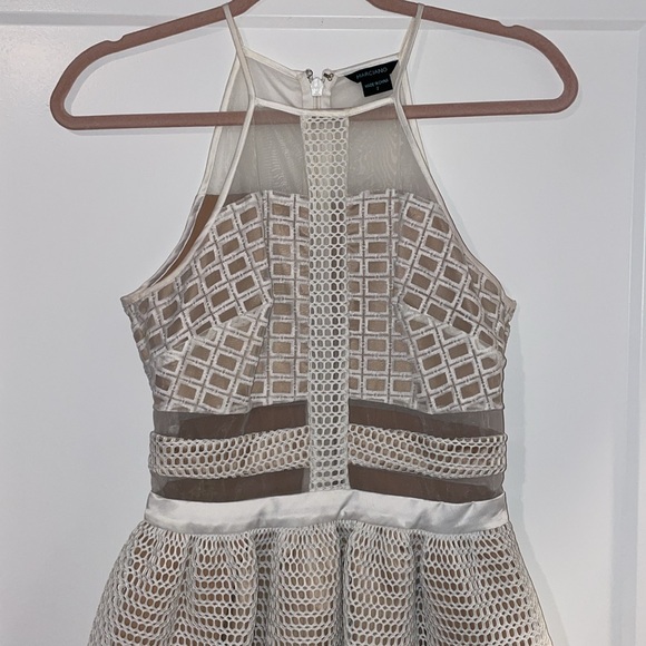 White Mesh Halter Dress - Picture 2 of 6